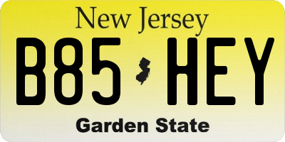 NJ license plate B85HEY