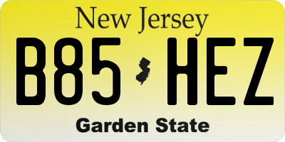 NJ license plate B85HEZ