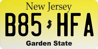 NJ license plate B85HFA