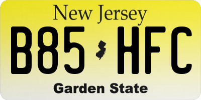 NJ license plate B85HFC