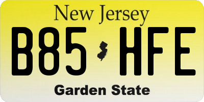 NJ license plate B85HFE