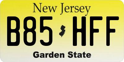 NJ license plate B85HFF