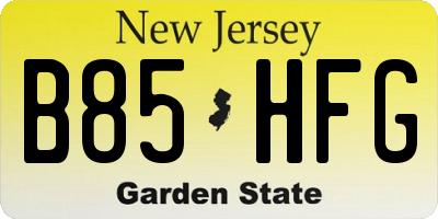 NJ license plate B85HFG