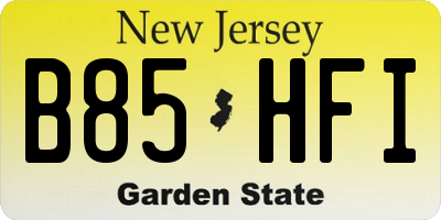 NJ license plate B85HFI