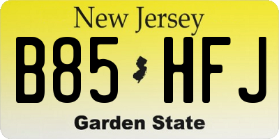 NJ license plate B85HFJ