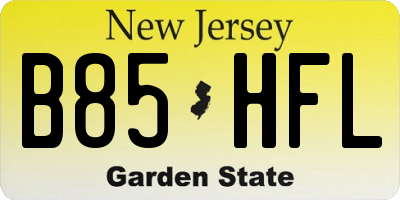NJ license plate B85HFL