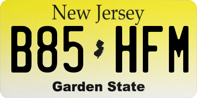 NJ license plate B85HFM