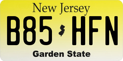 NJ license plate B85HFN