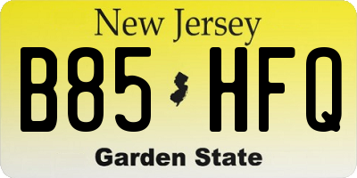 NJ license plate B85HFQ