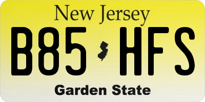 NJ license plate B85HFS