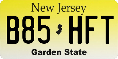 NJ license plate B85HFT