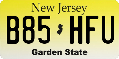 NJ license plate B85HFU