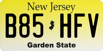 NJ license plate B85HFV
