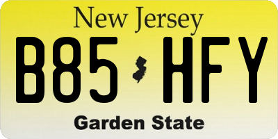 NJ license plate B85HFY