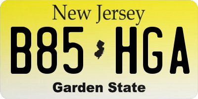 NJ license plate B85HGA