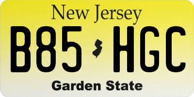 NJ license plate B85HGC