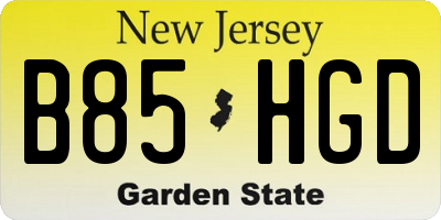 NJ license plate B85HGD