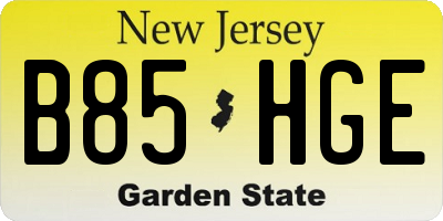NJ license plate B85HGE
