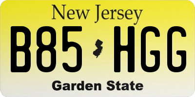 NJ license plate B85HGG