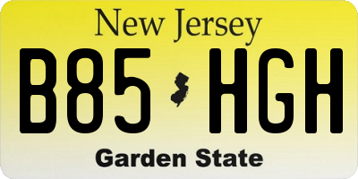 NJ license plate B85HGH