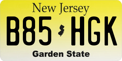 NJ license plate B85HGK