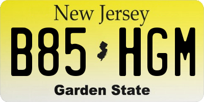 NJ license plate B85HGM