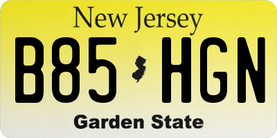 NJ license plate B85HGN