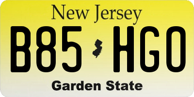 NJ license plate B85HGO