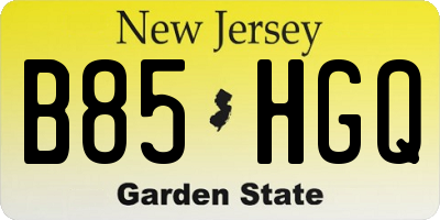 NJ license plate B85HGQ