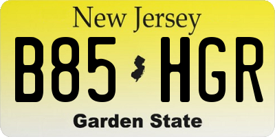 NJ license plate B85HGR