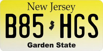 NJ license plate B85HGS