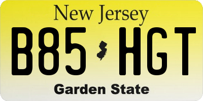 NJ license plate B85HGT