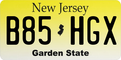 NJ license plate B85HGX