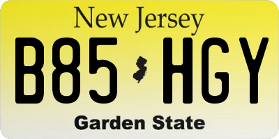 NJ license plate B85HGY
