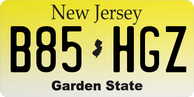 NJ license plate B85HGZ
