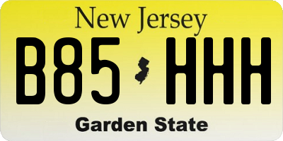 NJ license plate B85HHH