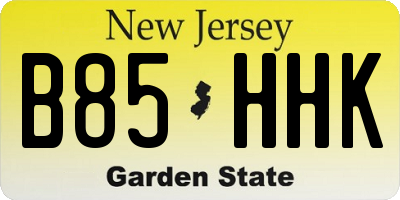 NJ license plate B85HHK