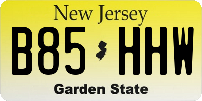 NJ license plate B85HHW