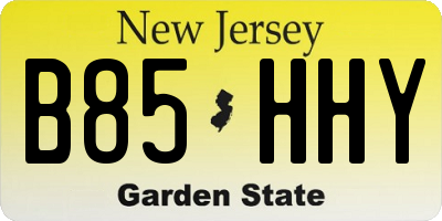 NJ license plate B85HHY