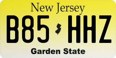NJ license plate B85HHZ