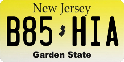 NJ license plate B85HIA