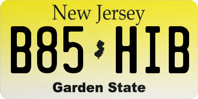 NJ license plate B85HIB