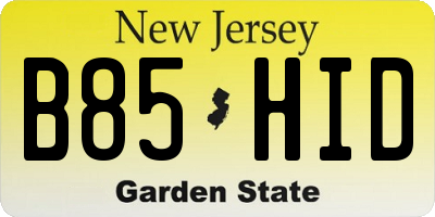 NJ license plate B85HID
