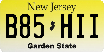 NJ license plate B85HII