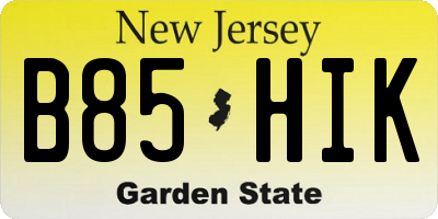 NJ license plate B85HIK