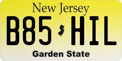 NJ license plate B85HIL