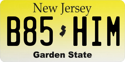 NJ license plate B85HIM