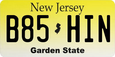 NJ license plate B85HIN