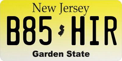 NJ license plate B85HIR