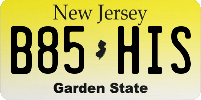 NJ license plate B85HIS